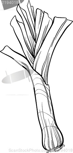 Image of leek vegetable cartoon for coloring book