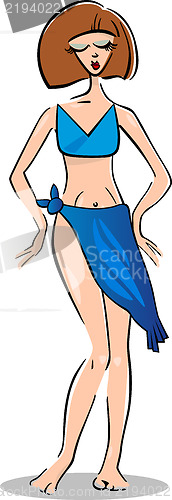 Image of pretty woman in bikini or swimsuit