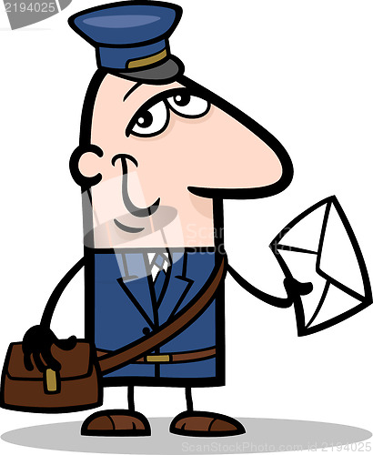 Image of postman with letter cartoon illustration