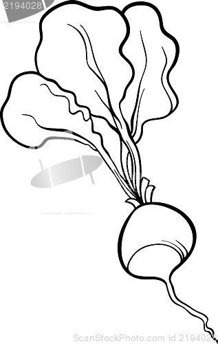 Image of radish vegetable cartoon for coloring book