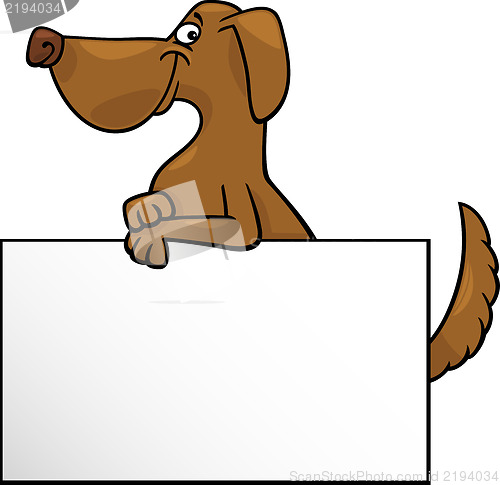 Image of cartoon dog with board or card design