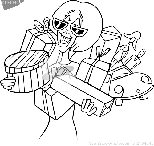 Image of woman doing shopping cartoon illustration