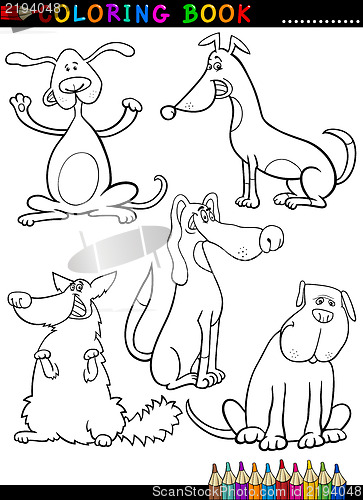 Image of Cartoon Dogs or Puppies for Coloring Book