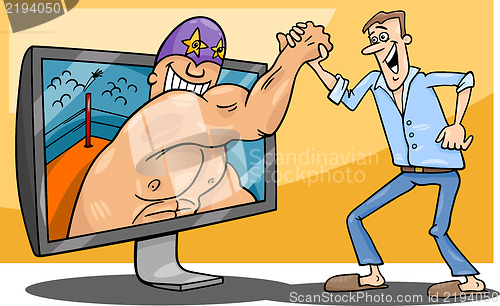 Image of Cartoon man and interactive television