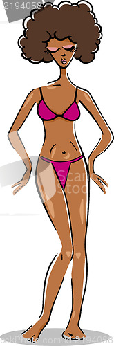Image of pretty woman in bikini or swimsuit