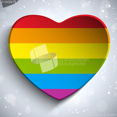 Image of Gay Flag Heart Striped Sticker