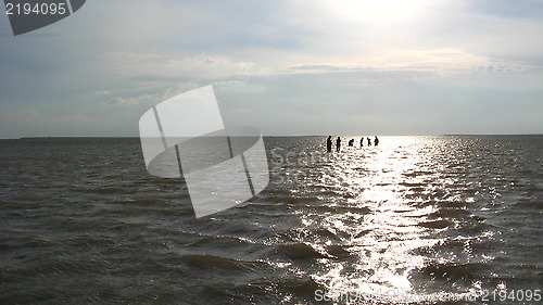 Image of People bathing in the sea