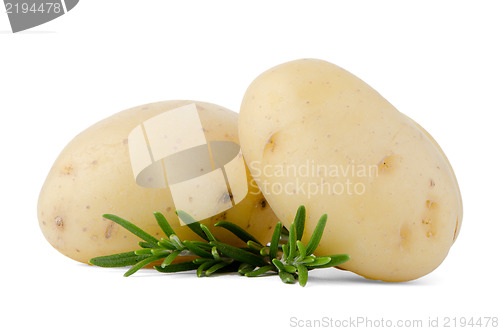 Image of New potatoes and green herbs