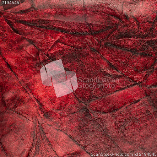 Image of Red leather texture closeup