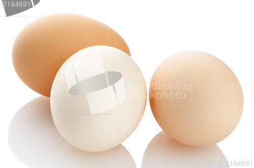 Image of Three eggs on white 