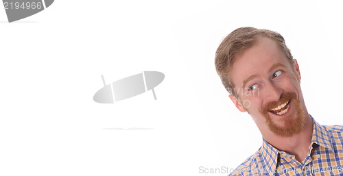 Image of Portrait of smiling man on white background