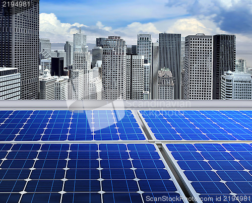 Image of Solar panels on modern roof