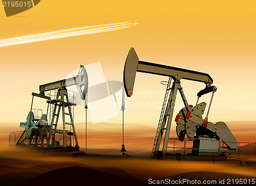 Image of oil pumps in desert