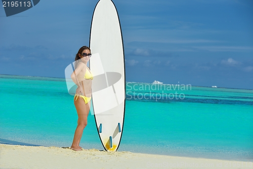 Image of beautiful  woman relax on tropical  beach