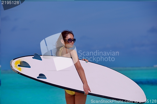 Image of beautiful  woman relax on tropical  beach