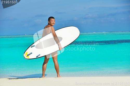 Image of beautiful  woman relax on tropical  beach