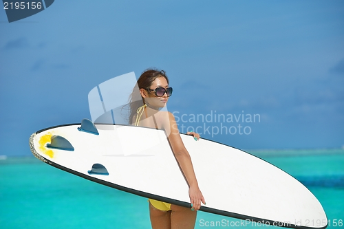 Image of beautiful  woman relax on tropical  beach