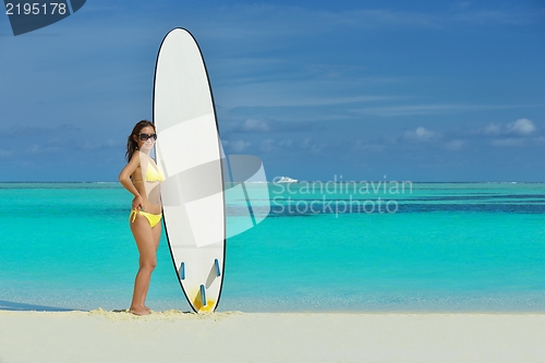 Image of beautiful  woman relax on tropical  beach