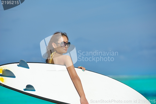 Image of beautiful  woman relax on tropical  beach