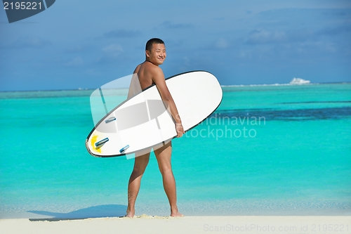 Image of beautiful  woman relax on tropical  beach