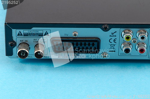Image of dvb-t tv receiver back side scart tulip wires plug 