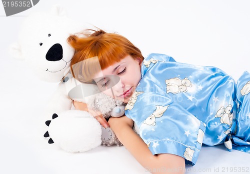 Image of young beautiful woman sleeping