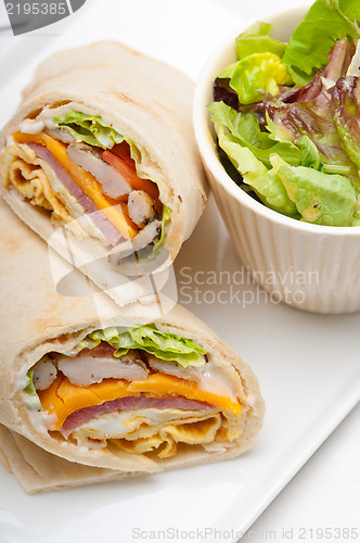 Image of club sandwich pita bread roll