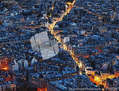 Image of Aerial Night View of Paris