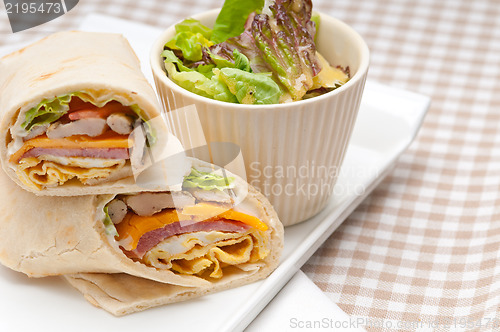 Image of club sandwich pita bread roll