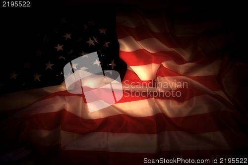 Image of USA flag in the dark