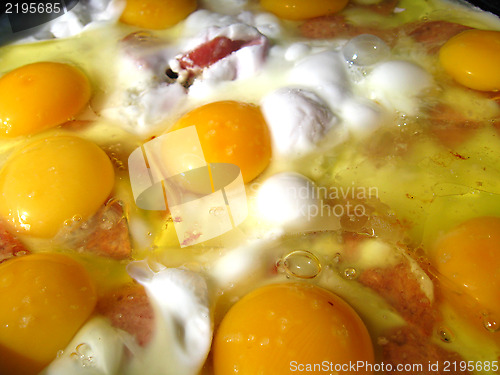 Image of Fried eggs during cooking