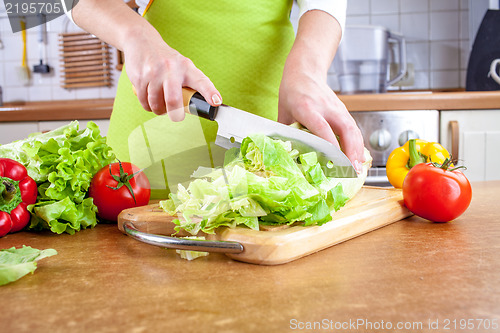 Image of Woman's hands cutting vegetables