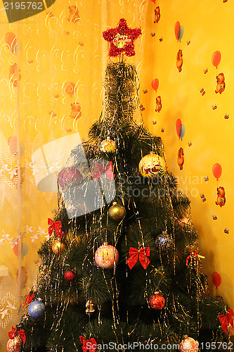 Image of harmonous and dressed up New Year's fur-tree