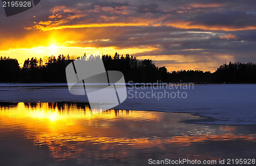 Image of Sunset over river