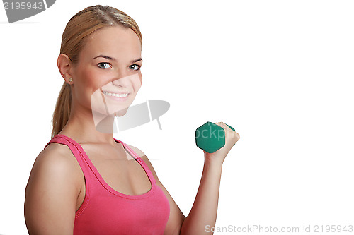 Image of Young Woman with Dumbbell