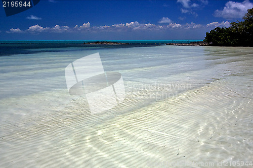 Image of cloudy  relax and coastline in the caraibbien blue lagoon 