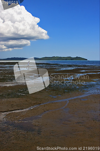 Image of  river  cloudy man   hill  