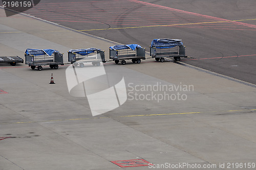 Image of Empty luggage carts at the airport