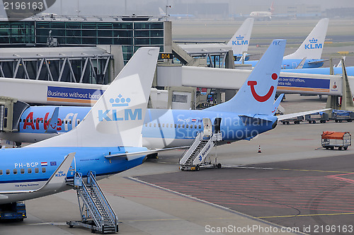 Image of Amsterdam, Netherlands - KLM planes being loaded