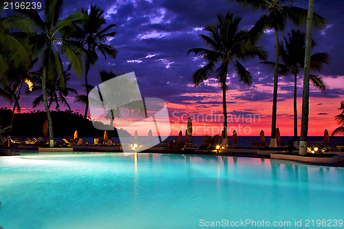 Image of swimming pool sunset parasol   in nosy be