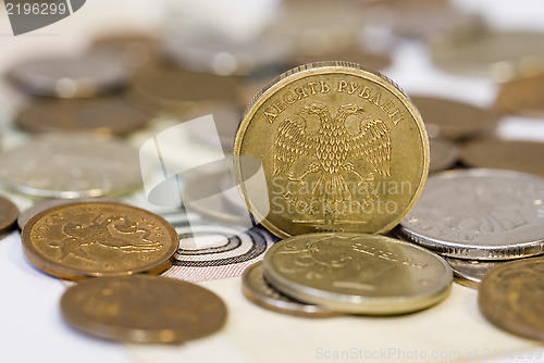 Image of Some coins on the banknote 