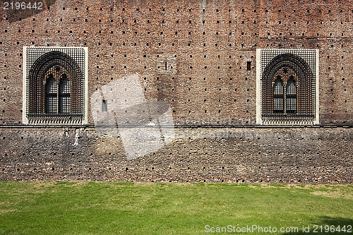 Image of grass of castle sforzesco milan