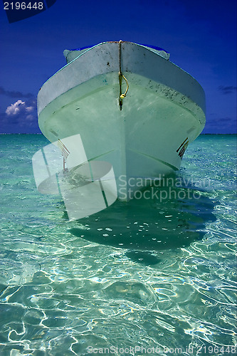 Image of relax and boat  in the blue lagoon