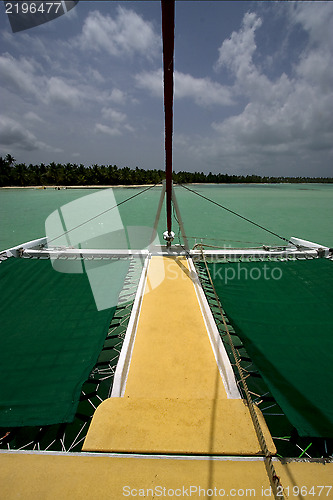 Image of tropical lagoon catamaran navigable   in republica dominicana