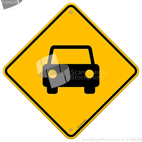 Image of Yellow Sign with Car