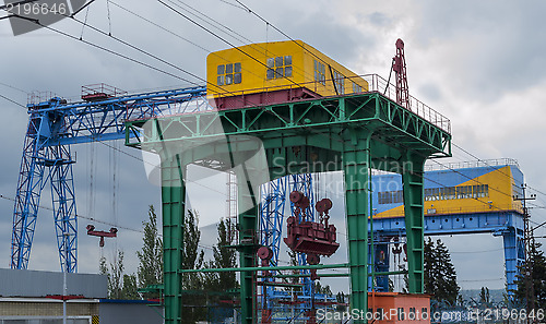 Image of Lifting crane of the hydroelectric power plant