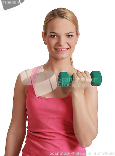 Image of Young Woman with Dumbbell