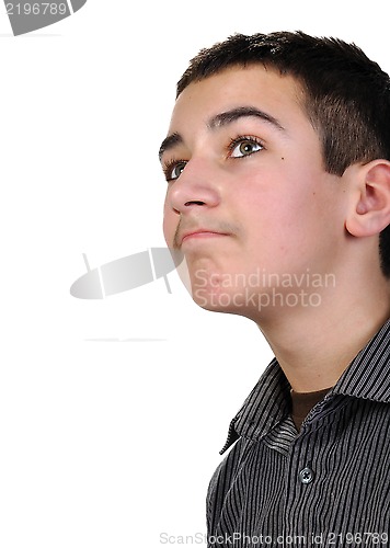 Image of teenage boy looking up