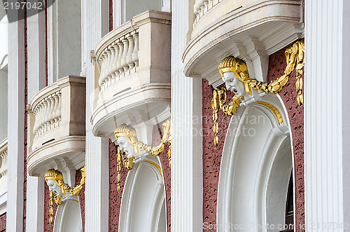 Image of An architectural detail of the National Theater in Sofia, Bulgar