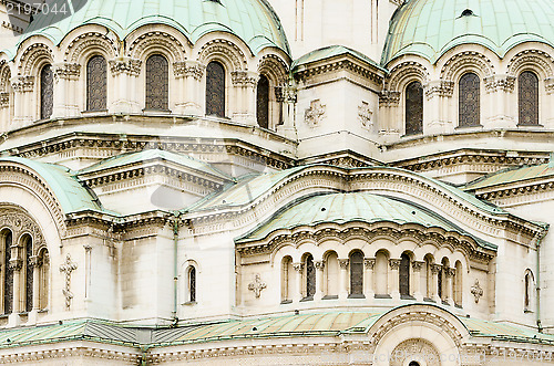 Image of Horizontal view of the facade of the Alexander Nevsky Cathedral,
